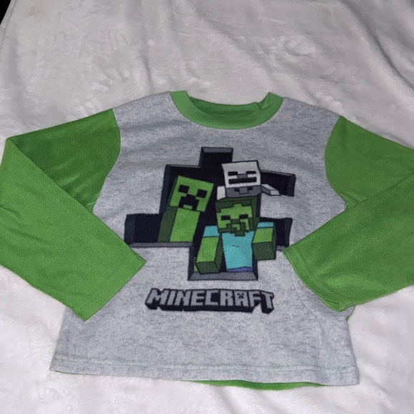 Minecraft Kids Pajama Top - Green and Gray - Picture 1 of 2